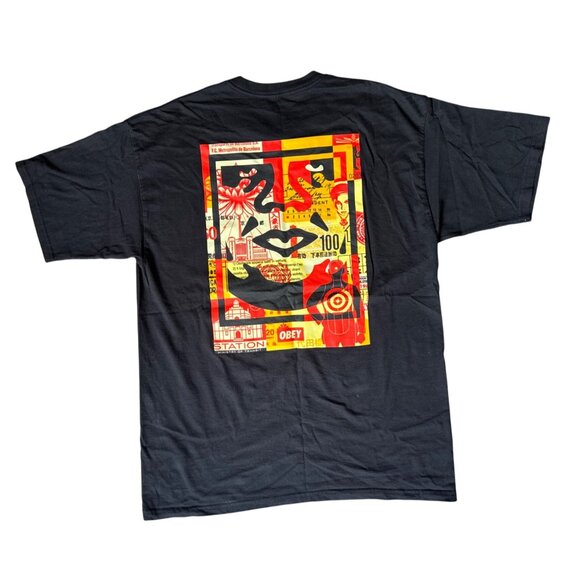 $8 WHEN BUNDLED Obey Men's Size XL 3 Face Collage Short Sleeve Black T-Shirt - Picture 8 of 9
